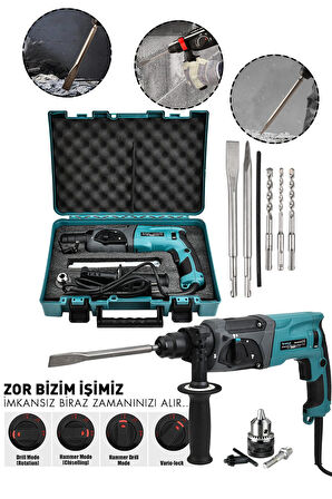 Assur Profesyonel 850W Darbeli Metal Şanzıman Kırıcı Delici Hilti Matkap