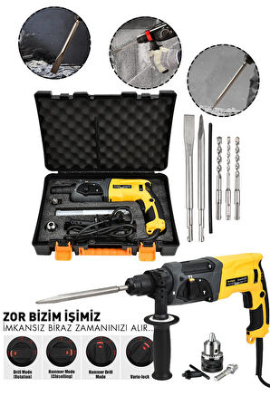 Assur Profesyonel 850W Darbeli Metal Şanzıman Kırıcı Delici Hilti Matkap