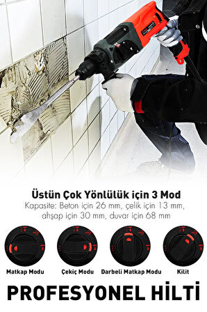 Assur Profesyonel 850W Darbeli Metal Şanzıman Kırıcı Delici Hilti Matkap