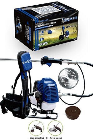 Assur 11000rpm 5.9 Hp Sırt Tipi Benzinli Motorlu Ot Çalı Çim Biçme Tırpanı + Çapalama Aparatı
