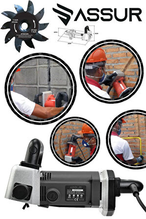 Assur 2000 W Kanal Açma Makinası Ağır Şantiye Seri Kullanım Turbo Motor