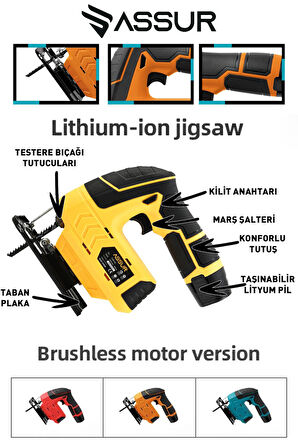 Assur Profesyonel 12 V Çift Akülü Şarjlı Dekupaj Testere Makinesi