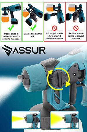 Assur Çift Akülü Sprey Püskürtme Boya Tabancası Mavi