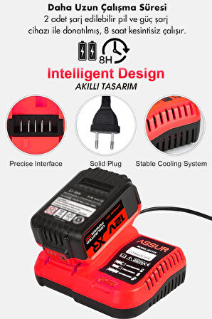 Assur 12V 2.0Ah Şarjlı Matkap Metal Şanzıman Bakır Sargılı Çift Akülü 84 Parça Set