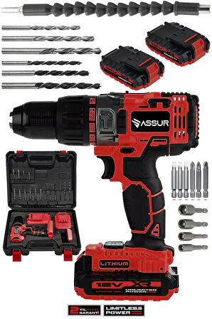 Assur 12V Metal Şanzıman Çift Akülü Şarjlı Matkap Akülü Vidalama