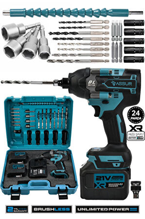 Assur 21V  Akülü Vidalama Darbeli Kömürsüz Motor 800Nm  Bijon Somun Sökme Sıkma