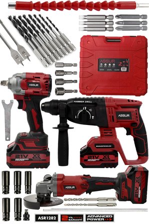 Profesyonel 21V Çift Akü Kırıcı Delici Hilti 2-26mm + Somun Sıkma Sökme + Taşlama 3'lü Set