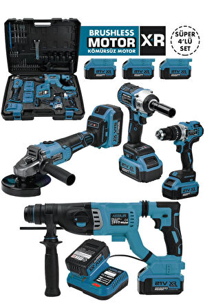 Assur Süper 4'lü Set Akülü Hilti Vidalama Taşlama ve Somun Sıkma Makinesi