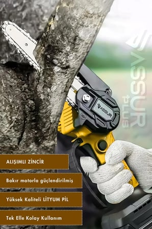 Assur Plus Profesonel Metal Dişli 18v 1.5ah Şarjlı Dal Budama Testeresi