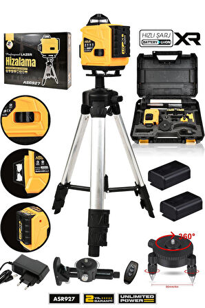 Assur 360° 16 Köşe Otomatik Hizalamalı Tripod'lu Lazer Metre