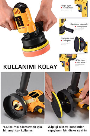 Assur 450W Elektrikli 125MM Dikey Polisaj Zımpara Makinesi Sarı