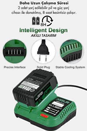 Assur Profesyonel 12V Çift Akülü 12 Köşe 360° Lazer Hizalama & Akülü Vidalama 84 Parça Set