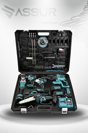 Assur Profesyonel 21V Makas Taşlama Somun Sıkma Testere Hilti Matkap 6'lı Set