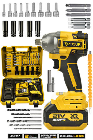 Assur 21V Çift Akülü Kömürsüz Darbeli Matkap 350Nm Somun Sıkma Sökme