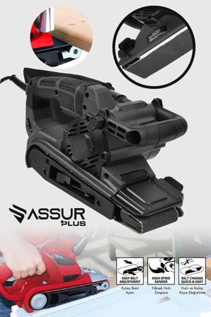 Assur Plus 900W Elektrikli Vakumlu Tozsuz Cila Özellikli Tank Zımpara Makinesi