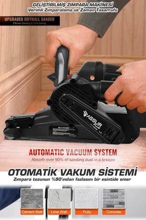 Assur Plus 900W Elektrikli Vakumlu Tozsuz Cila Özellikli Tank Zımpara Makinesi