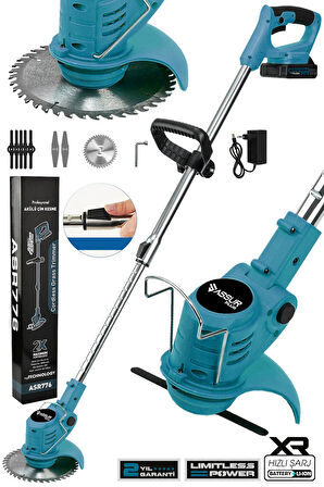 Assur Plus 21V Çift Akü Uzatma Kollu Çim Çalı Ot Biçme Tırpanı