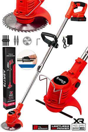 Assur Plus 21V Çift Akü Uzatma Kollu Çim Çalı Ot Biçme Tırpanı
