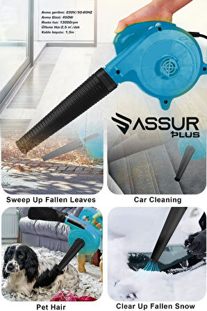Assur Plus 450W Elektrikli Hava Üfleme Emme Körüğü