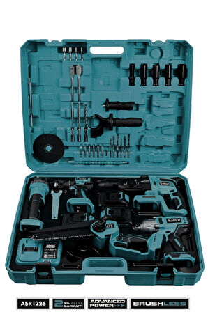 Assur 21V 5'li Set Kırıcı Delici Hilti - Taşlama - Somun Sıkma Sökme - Testere - Akülü Vidalama
