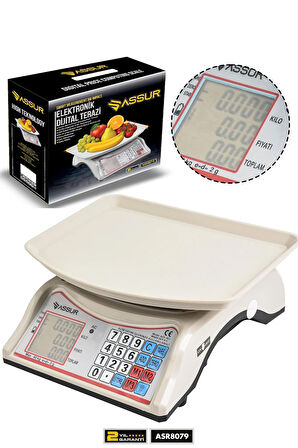 Assur Akülü Dijital Mutfak Terazisi 2 Gr 40 Kg Şarjlı Hassas Ölçüm Tartı Hassas Terazi