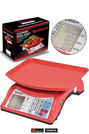 Assur Akülü Dijital Mutfak Terazisi 2 Gr 40 Kg Şarjlı Hassas Ölçüm Tartı Hassas Terazi