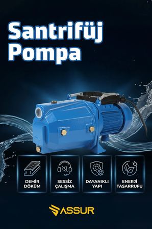 Su Pompası 47m Basınç Yüksekliği 1 Hp Bakır Sargı Elektrikli Santrifüj Jet Pompa Su Motoru
