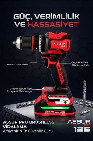 21V Pro Seri Kömürsüz Çift Akülü 13mm Metal Şanzıman Led Işıklı Taşıma Çantalı Şarjlı Darbeli Matkap