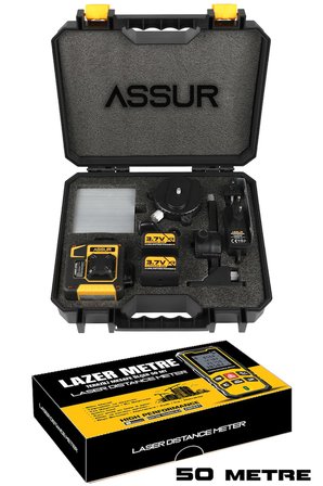 Lazer Metre + 360° 12 Köşe Otomatik Hizalamalı Yeşil Çizgili Su Terazili Lazer Metre Hizalama