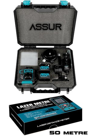 Lazer Metre + 360° 12 Köşe Otomatik Hizalamalı Yeşil Çizgili Su Terazili Lazer Metre Hizalama