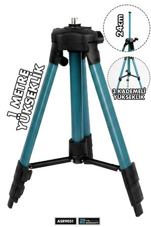 3 Kademeli Alüminyum Lazer Hizalama Tripodu 1 Metre Tripod