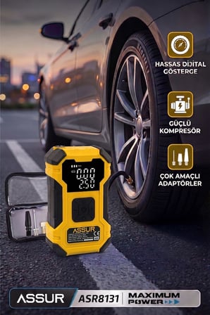 12.000 mAh Taşıma Çantalı Oto Kompresör| Hava Kompresörü | Powerbank | Led Işık |