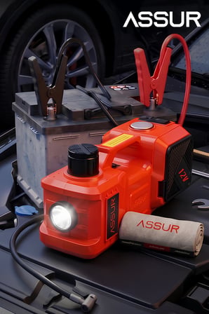 Assur 5'i 1 Arada 5 Ton Hidrolik Kriko 12V Hava Kompresörü & Bijon Sökme Sıkma Makinesi