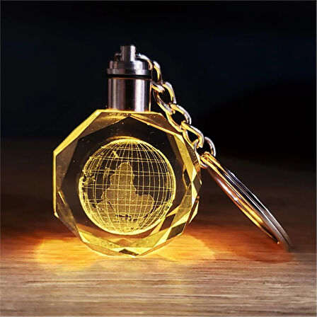 Işıklı Renk Değiştiren Dünya Tasarımlı Anahtarlık