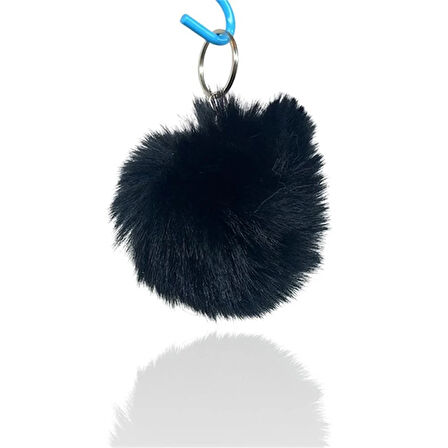 Peluş Ponpon Anahtarlık Siyah