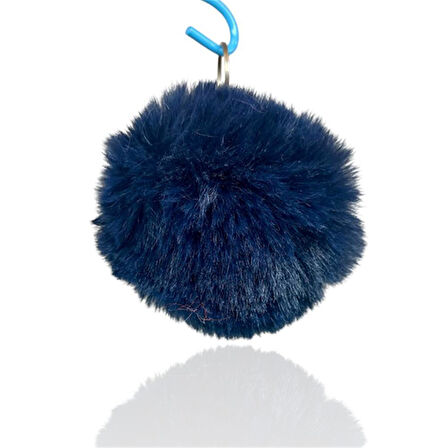 Peluş Ponpon Anahtarlık Lacivert