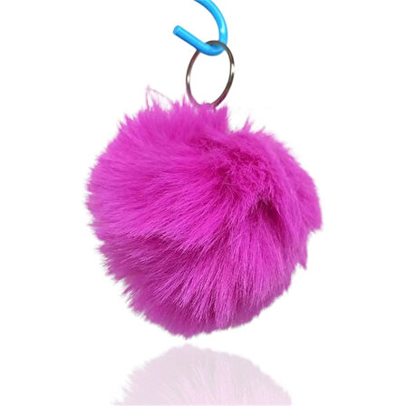 Peluş Ponpon Anahtarlık Pembe