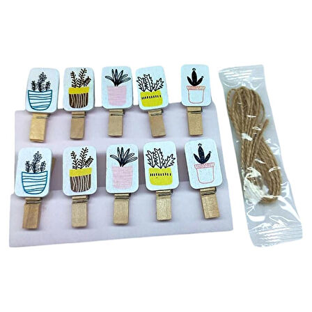 Ahşap Notluk Mandal Çiçek Tasarımlı