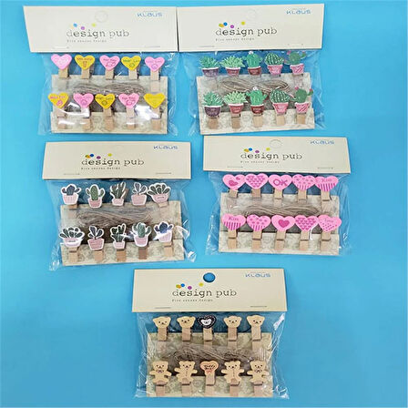 Ahşap Notluk Mandal Çiçek Tasarımlı