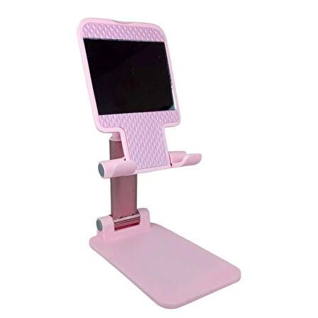 Masa Üstü Telefon Ve Tablet Tutucu Aynalı Pembe Renk