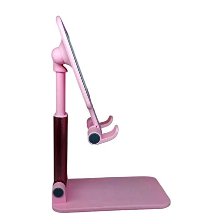 Masa Üstü Telefon Ve Tablet Tutucu Aynalı Pembe Renk