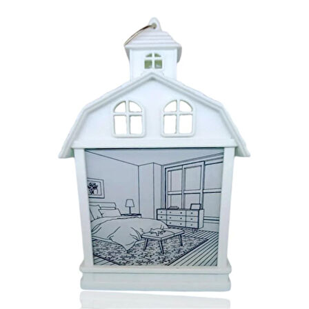 Oda Manzaralı Dekoratif Işıklı Led Gece Lambası Beyaz