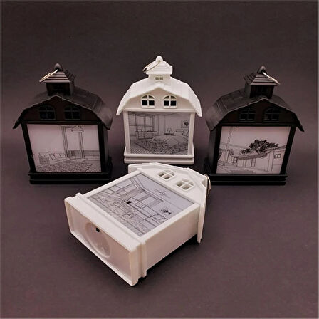 Ev Manzaralı Dekoratif Işıklı Led Gece Lambası Siyah