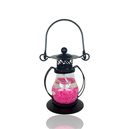 Dekoratif Jel Mum Fener Küçük Boy Pembe