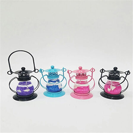 Dekoratif Jel Mum Fener Küçük Boy Pembe