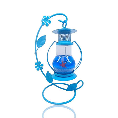 Dekoratif Jel Mum Fener Büyük Boy Mavi