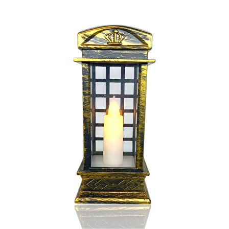 Londın Telefon Kulübesi Tasarımlı Dekoratif Ledli Işık Bronz