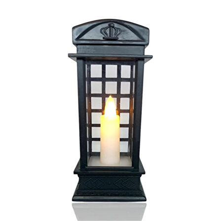 Londın Telefon Kulübesi Tasarımlı Dekoratif Ledli Işık Siyah