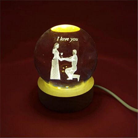 I Love You Temalı Işıklı Cam Küre