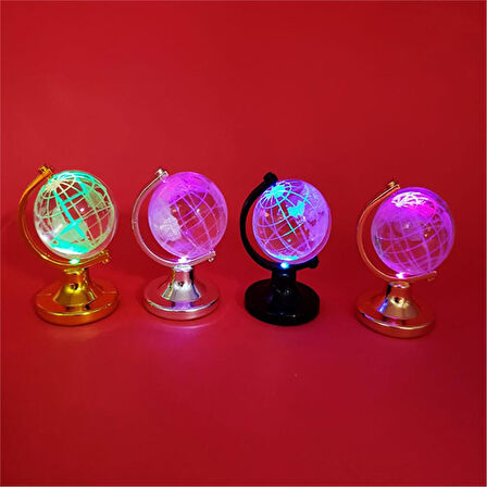 Küçük Boy Işıklı Cam Kristal Dünya Altın
